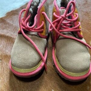 Uggs Kids Tan and Pink Boots